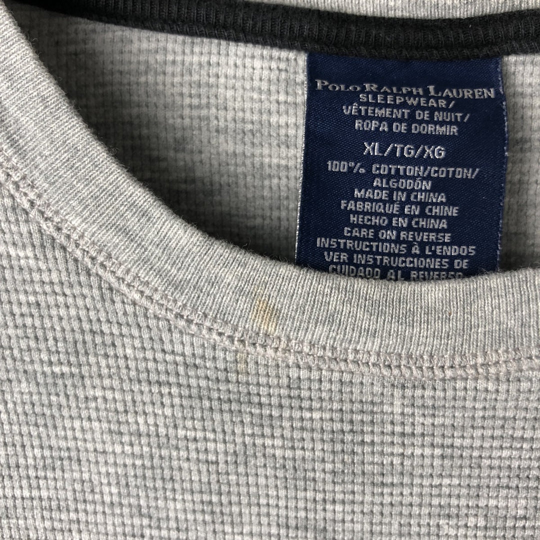 Ralph Lauren POLO RALPH LAUREN SLEEPWEAR long-sleeved T-shirt, men's size XL cotton gray type Vintage Second Hand