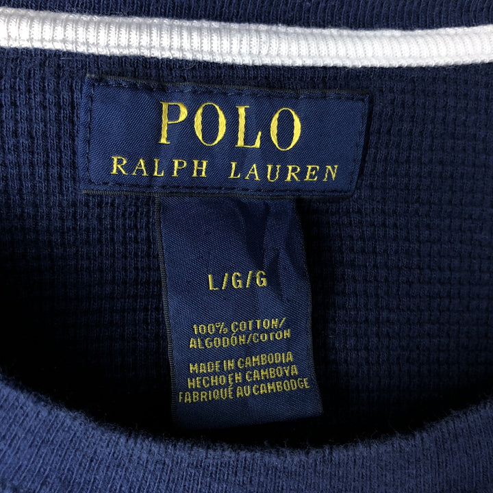 Ralph Lauren POLO RALPH LAUREN long-sleeved T-shirt, men's size L cotton navy blue type Vintage Second Hand