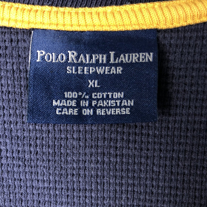 Ralph Lauren POLO RALPH LAUREN SLEEPWEAR Henley Neck Long T-Shirt, Men's Size XL cotton navy blue type Vintage Second Hand