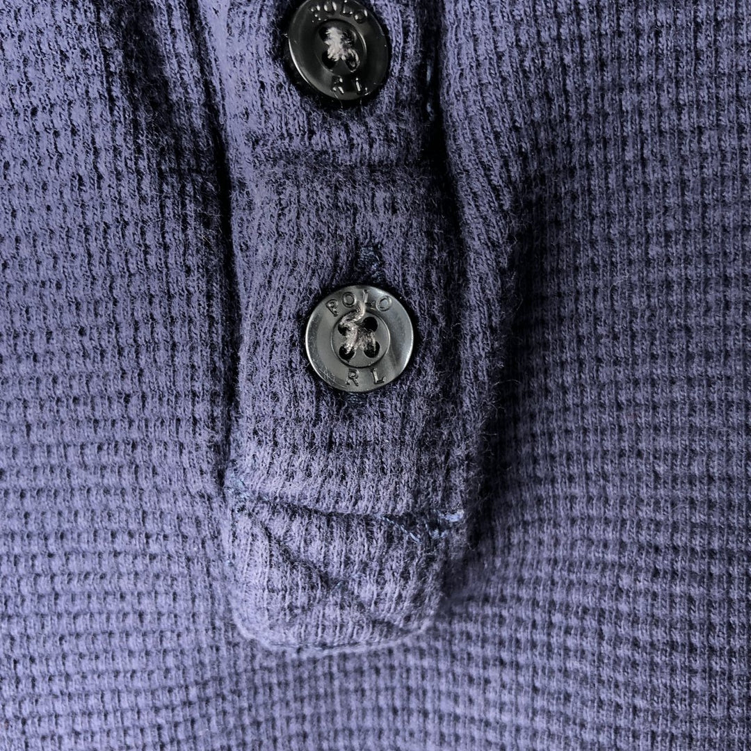 Ralph Lauren POLO RALPH LAUREN SLEEPWEAR Henley Neck Long T-Shirt, Men's Size XL cotton navy blue type Vintage Second Hand