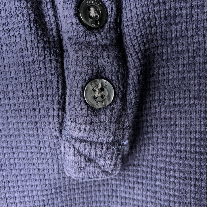 Ralph Lauren POLO RALPH LAUREN SLEEPWEAR Henley Neck Long T-Shirt, Men's Size XL cotton navy blue type Vintage Second Hand