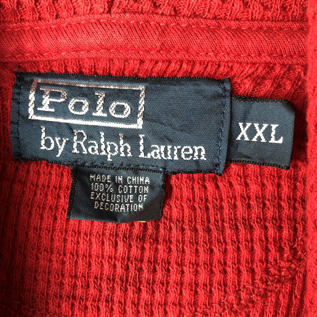Ralph Lauren POLO by Ralph Lauren hooded half-button long-sleeved T-shirt, men's size XXL cotton red type Vintage Second Hand