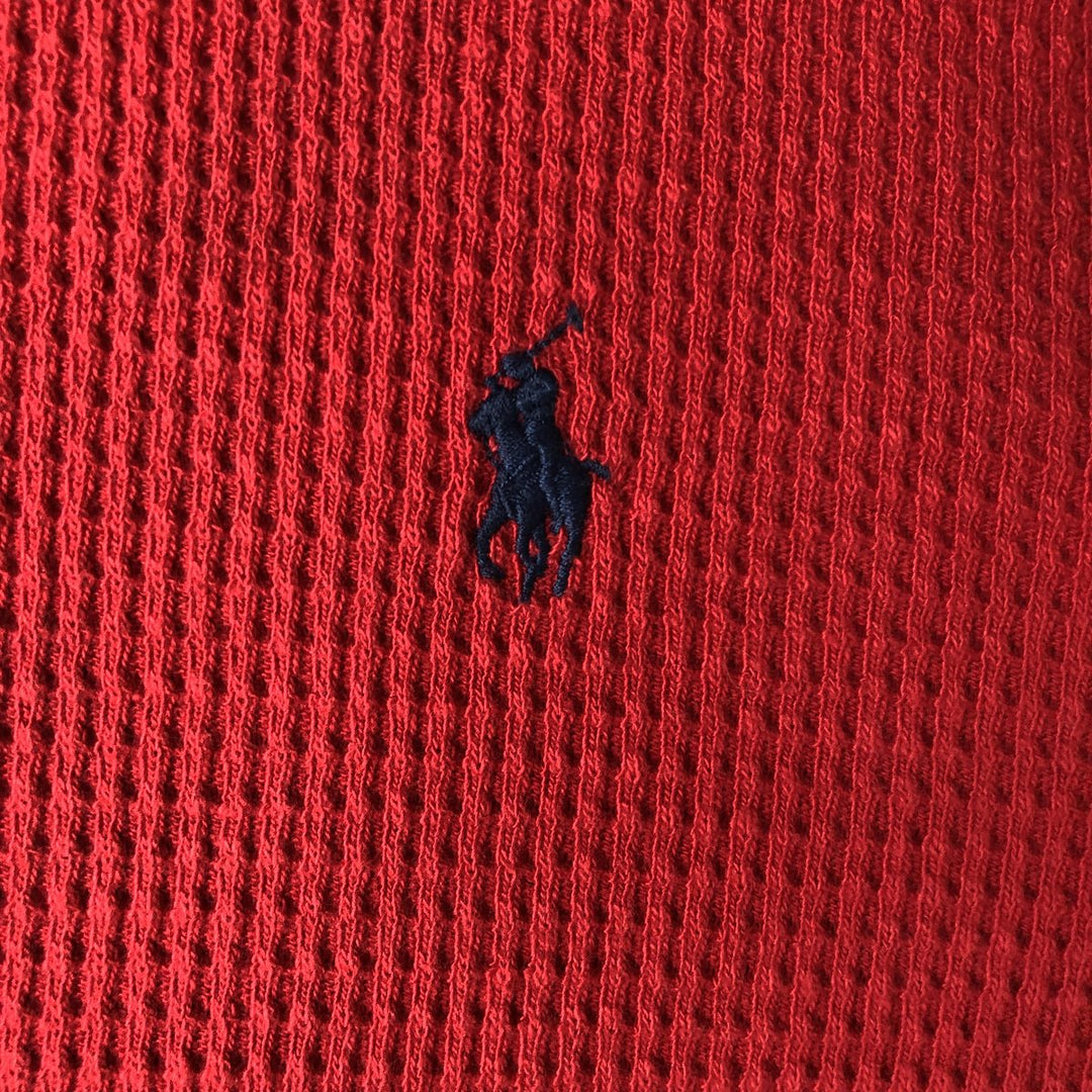 Ralph Lauren POLO by Ralph Lauren hooded half-button long-sleeved T-shirt, men's size XXL cotton red type Vintage Second Hand