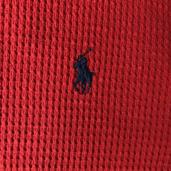 Ralph Lauren POLO by Ralph Lauren hooded half-button long-sleeved T-shirt, men's size XXL cotton red type Vintage Second Hand