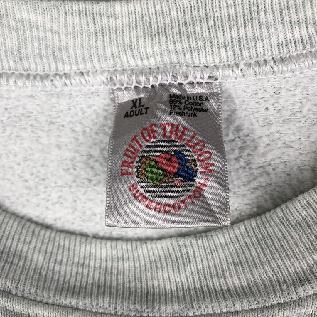 90'S Fruit of the Loom University of Michigan Print Sweatshirt, Made in USA, Men's XL, Vintage cotton gray type Vintage Second Hand
