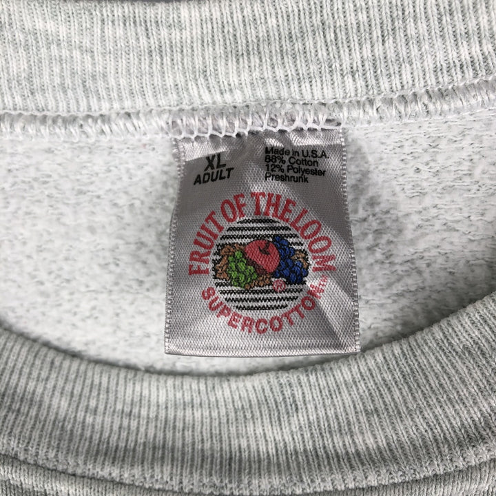 90'S Fruit of the Loom University of Michigan Print Sweatshirt, Made in USA, Men's XL, Vintage cotton gray type Vintage Second Hand