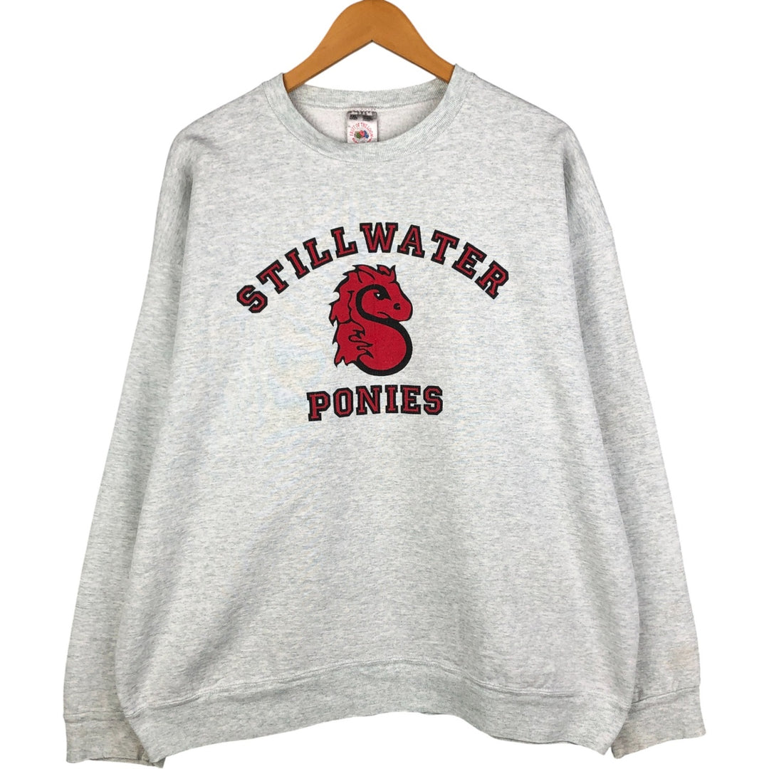 Vintage 90'S Fruit of the Loom triple print sweatshirt, made in the USA, men's size XXL cotton gray type Vintage Second Hand