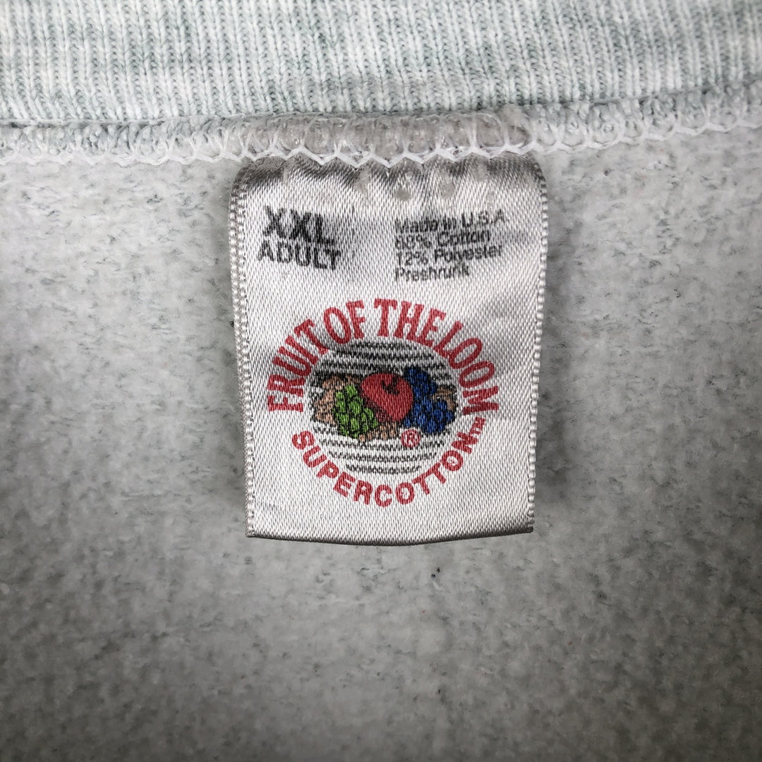 Vintage 90'S Fruit of the Loom triple print sweatshirt, made in the USA, men's size XXL cotton gray type Vintage Second Hand