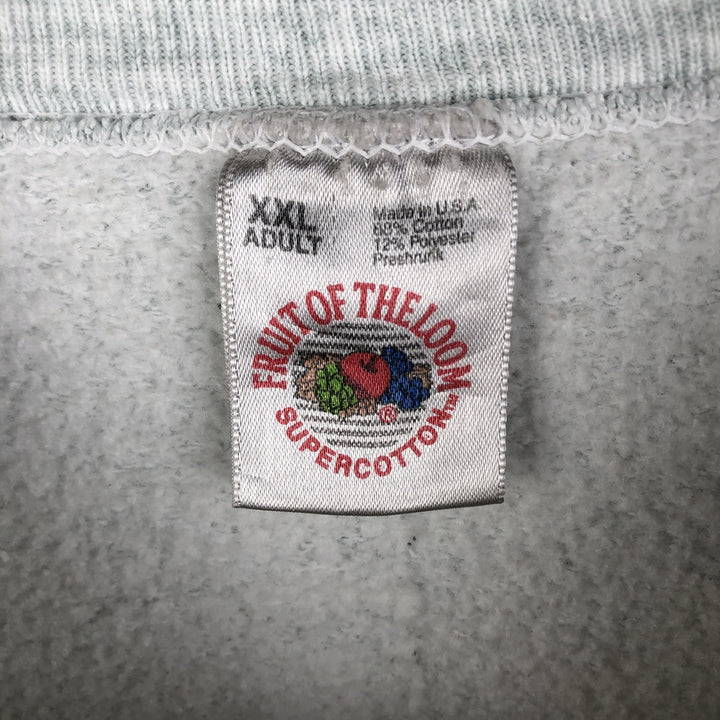 Vintage 90'S Fruit of the Loom triple print sweatshirt, made in the USA, men's size XXL cotton gray type Vintage Second Hand