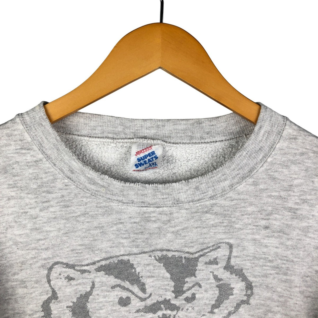 80s-90'S Jerseys Super Sweats University of Wisconsin College Character Sweatshirt cotton gray type Vintage Second Hand