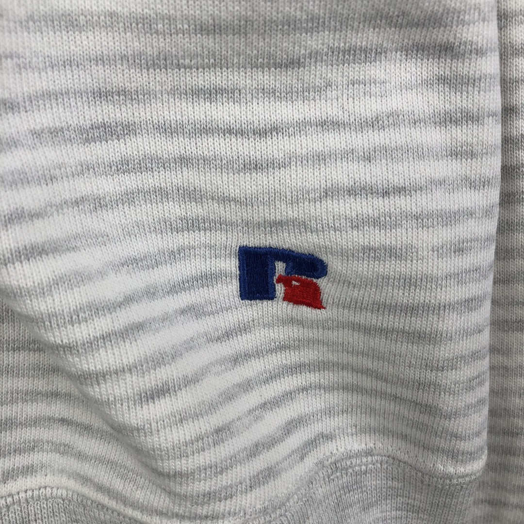 90'S Russell High Cotton Striped University of Michigan College Sweatshirt, Made in USA, Men's Size XL cotton pale white type Vintage Second Hand