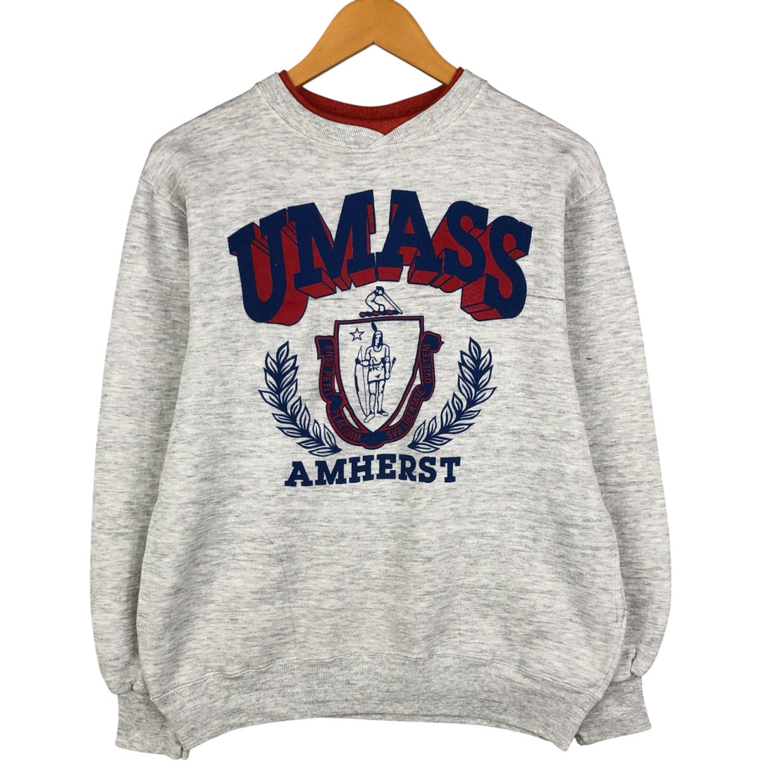 90'S Velva Sheen Triple Print College Sweatshirt, Made in USA, Men's Size L, Vintage cotton gray type Vintage Second Hand