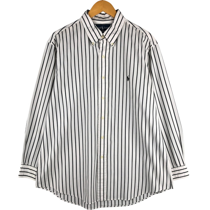 Ralph Lauren CUSTOM FIT long sleeve button down striped shirt men's XL size cotton white type Vintage Second Hand