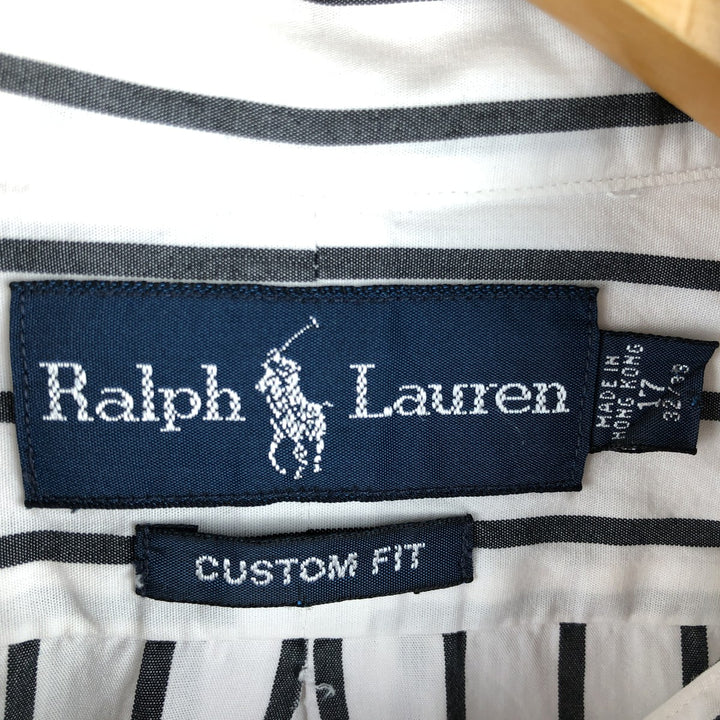 Ralph Lauren CUSTOM FIT long sleeve button down striped shirt men's XL size cotton white type Vintage Second Hand