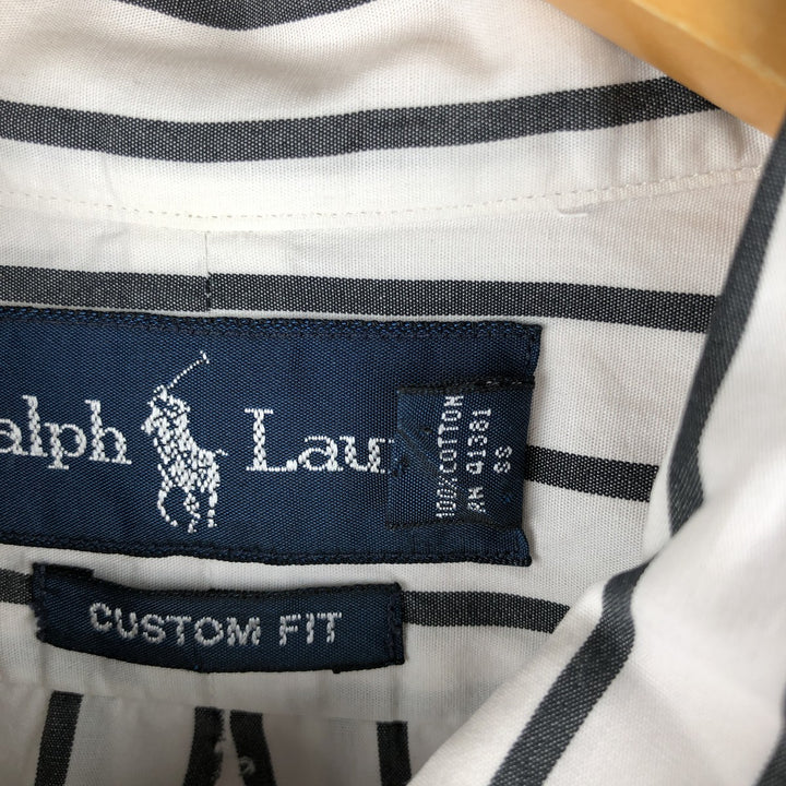 Ralph Lauren CUSTOM FIT long sleeve button down striped shirt men's XL size cotton white type Vintage Second Hand
