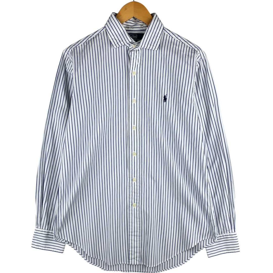 Ralph Lauren POLO by Ralph Lauren STANTON Classic Fit Long Sleeve Striped Shirt, Men's Size Medium cotton white type Vintage Second Hand
