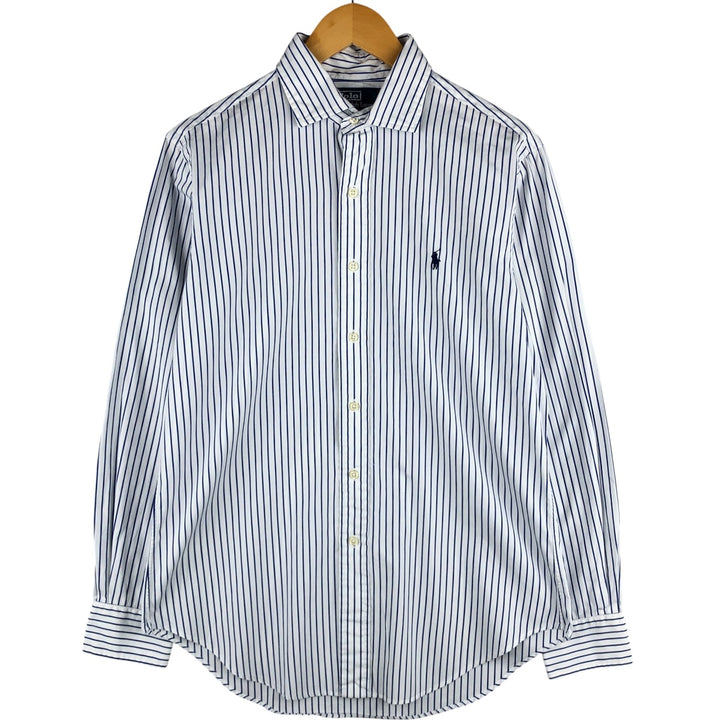 Ralph Lauren POLO by Ralph Lauren STANTON Classic Fit Long Sleeve Striped Shirt, Men's Size Medium cotton white type Vintage Second Hand