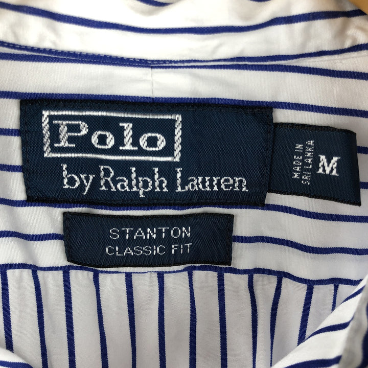 Ralph Lauren POLO by Ralph Lauren STANTON Classic Fit Long Sleeve Striped Shirt, Men's Size Medium cotton white type Vintage Second Hand