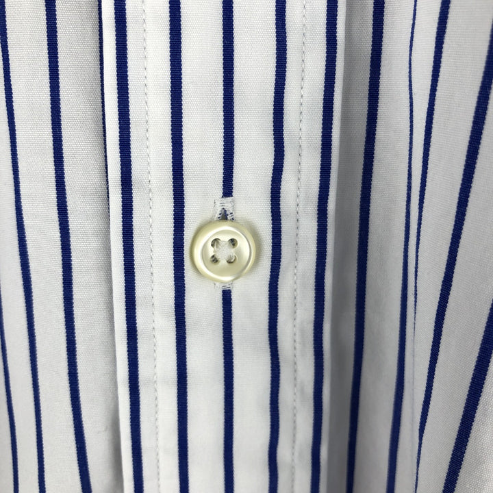 Ralph Lauren POLO by Ralph Lauren STANTON Classic Fit Long Sleeve Striped Shirt, Men's Size Medium cotton white type Vintage Second Hand