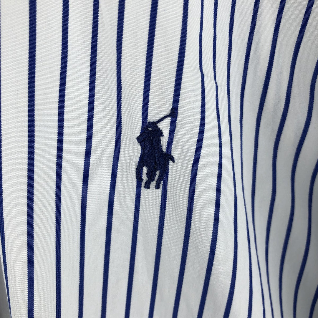 Ralph Lauren POLO by Ralph Lauren STANTON Classic Fit Long Sleeve Striped Shirt, Men's Size Medium cotton white type Vintage Second Hand