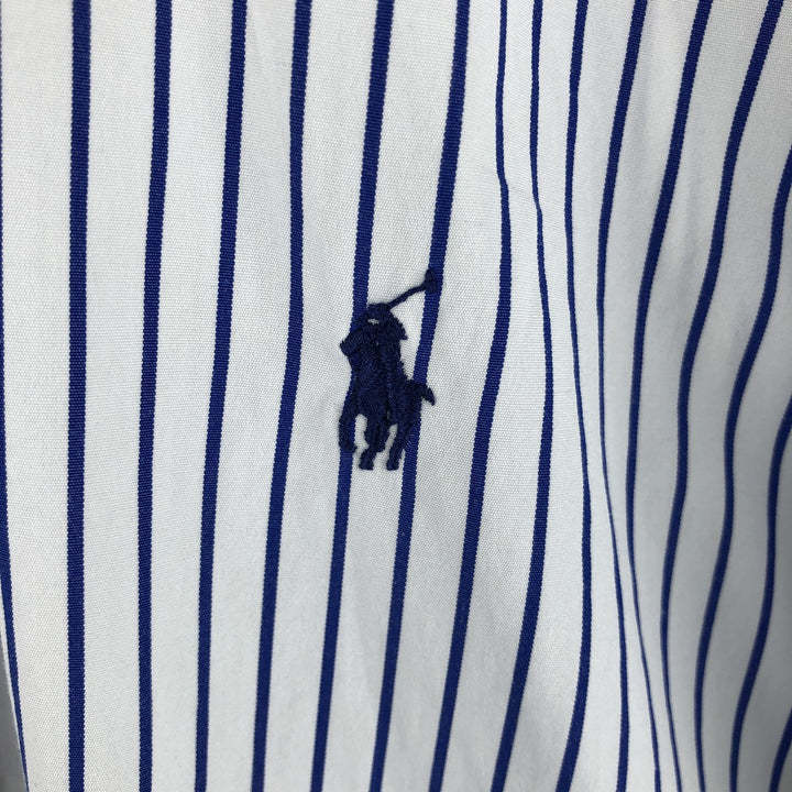 Ralph Lauren POLO by Ralph Lauren STANTON Classic Fit Long Sleeve Striped Shirt, Men's Size Medium cotton white type Vintage Second Hand