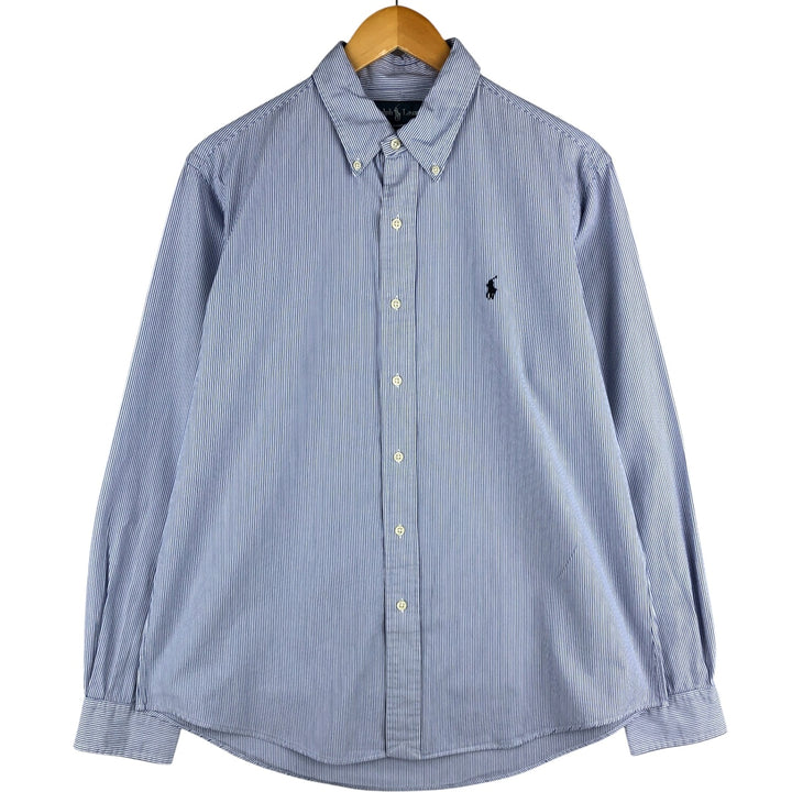 Ralph Lauren CUSTOM FIT long sleeve button down striped shirt men's size L cotton white type Vintage Second Hand
