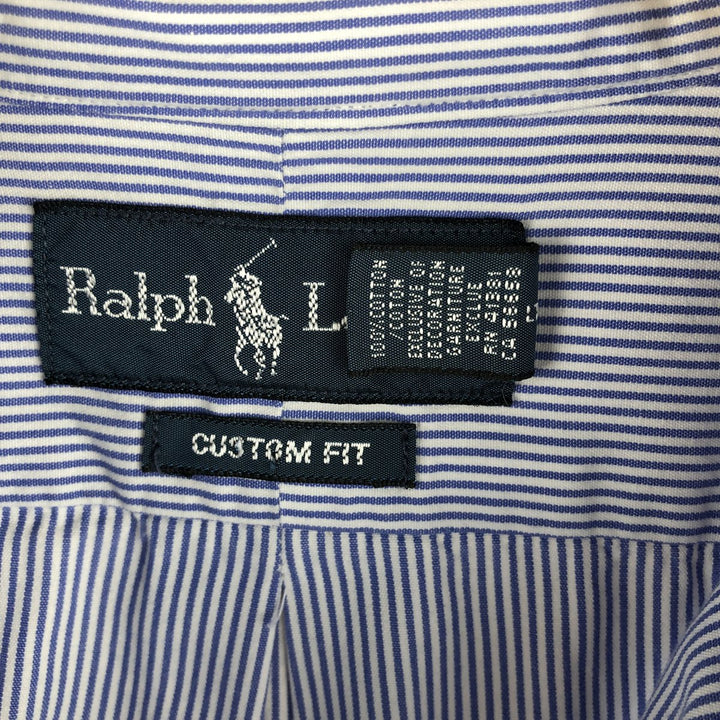 Ralph Lauren CUSTOM FIT long sleeve button down striped shirt men's size L cotton white type Vintage Second Hand