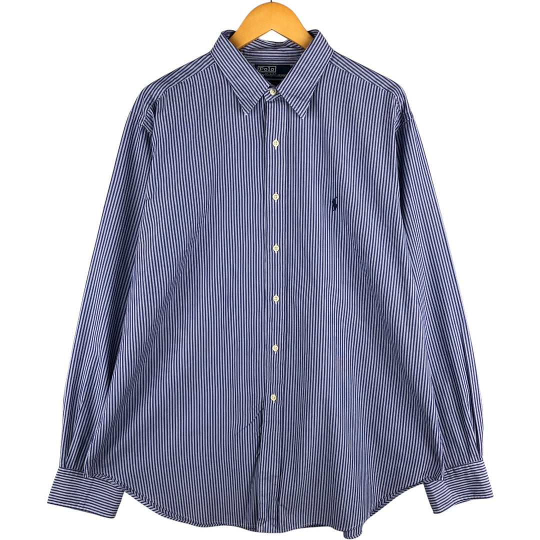 Ralph Lauren POLO by Ralph Lauren ANDREW Long Sleeve Striped Shirt Men's XL cotton blue type Vintage Second Hand