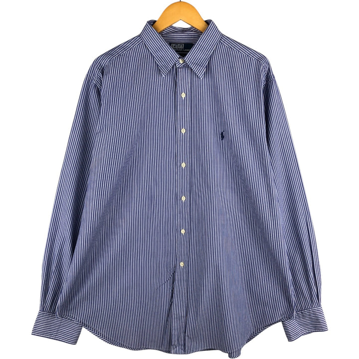 Ralph Lauren POLO by Ralph Lauren ANDREW Long Sleeve Striped Shirt Men's XL cotton blue type Vintage Second Hand