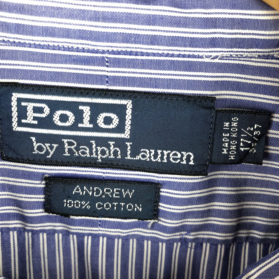 Ralph Lauren POLO by Ralph Lauren ANDREW Long Sleeve Striped Shirt Men's XL cotton blue type Vintage Second Hand