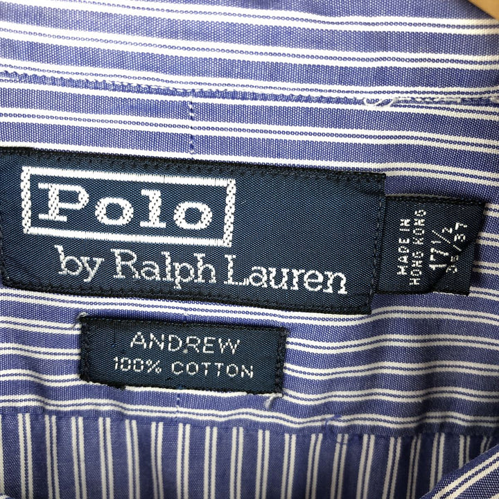 Ralph Lauren POLO by Ralph Lauren ANDREW Long Sleeve Striped Shirt Men's XL cotton blue type Vintage Second Hand