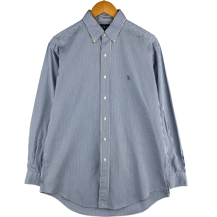 Ralph Lauren YARMOUTH Long Sleeve Button-Down Striped Shirt, Men's M Size cotton white type Vintage Second Hand