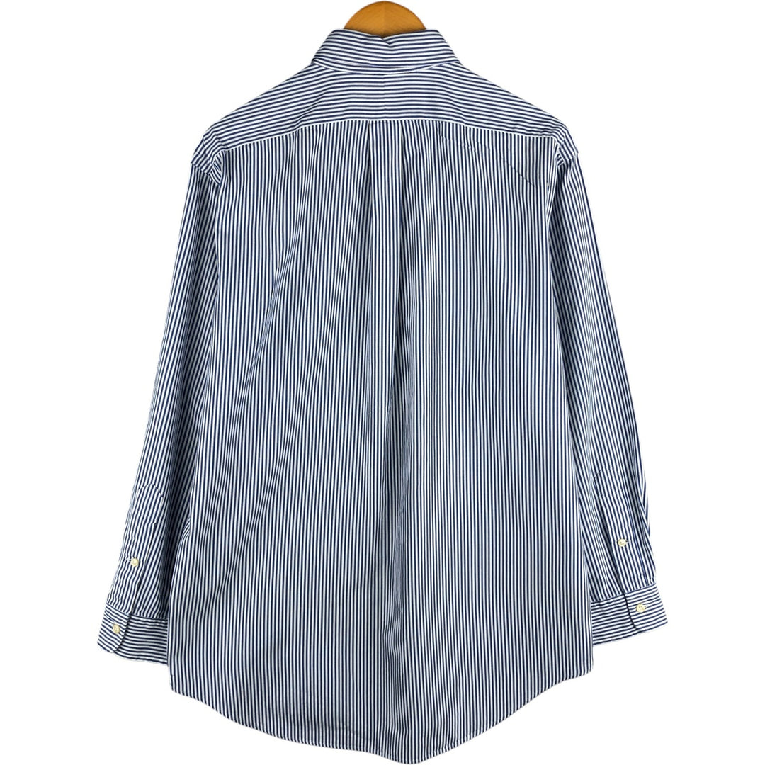 Ralph Lauren YARMOUTH Long Sleeve Button-Down Striped Shirt, Men's M Size cotton white type Vintage Second Hand