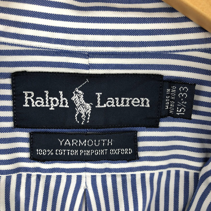 Ralph Lauren YARMOUTH Long Sleeve Button-Down Striped Shirt, Men's M Size cotton white type Vintage Second Hand