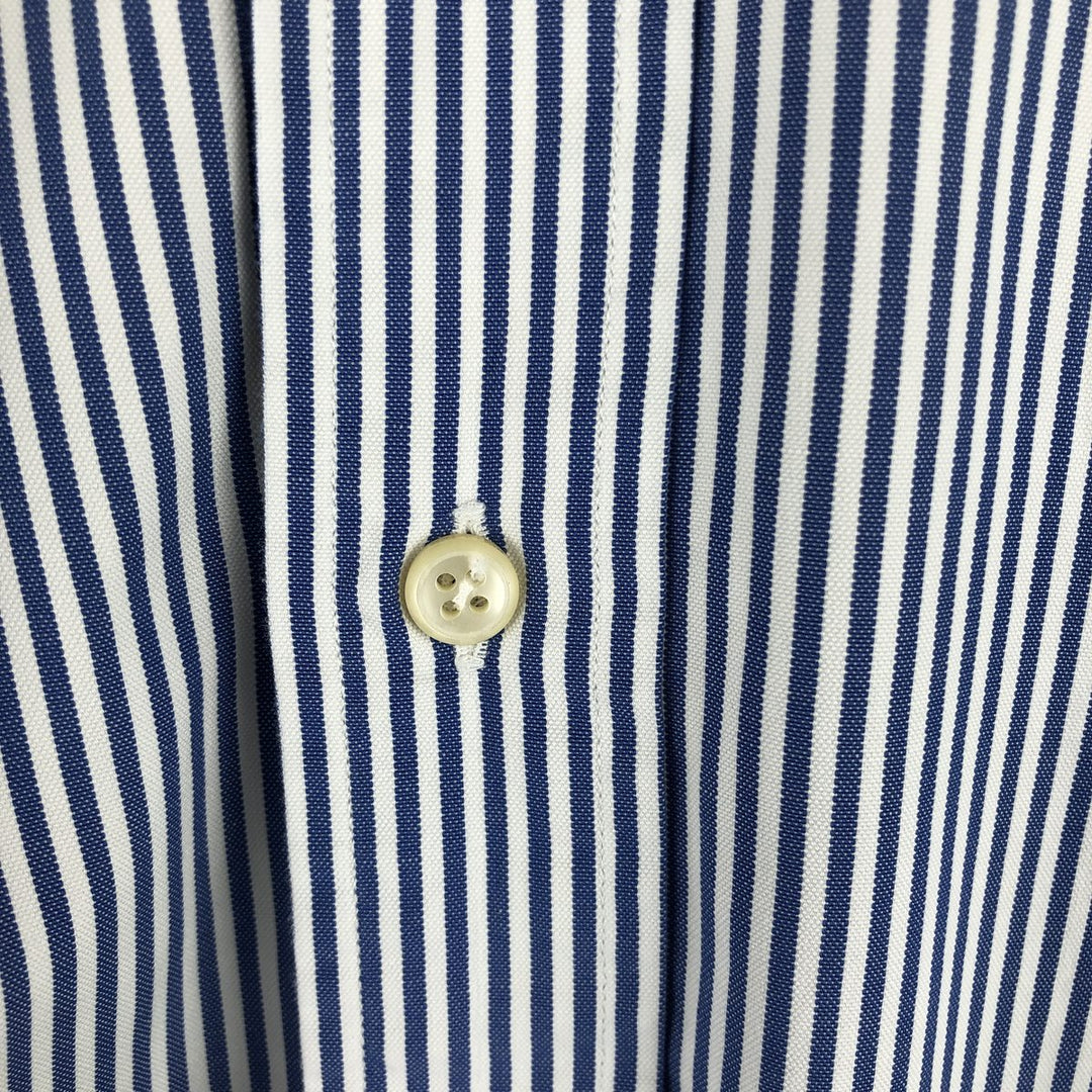 Ralph Lauren YARMOUTH Long Sleeve Button-Down Striped Shirt, Men's M Size cotton white type Vintage Second Hand