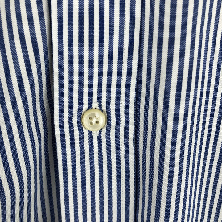 Ralph Lauren YARMOUTH Long Sleeve Button-Down Striped Shirt, Men's M Size cotton white type Vintage Second Hand