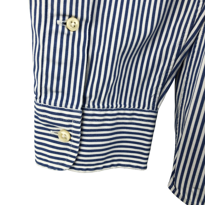 Ralph Lauren YARMOUTH Long Sleeve Button-Down Striped Shirt, Men's M Size cotton white type Vintage Second Hand