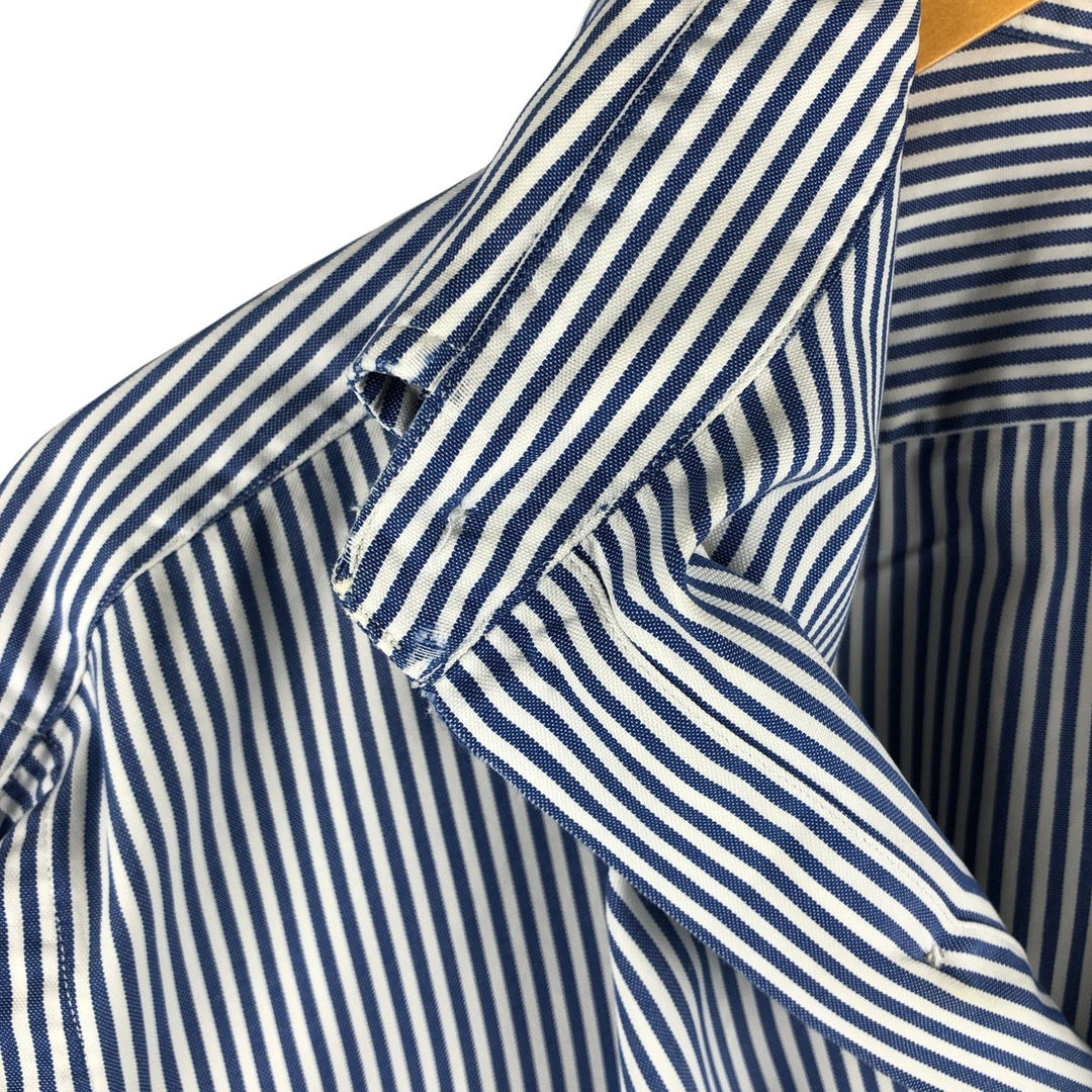 Ralph Lauren YARMOUTH Long Sleeve Button-Down Striped Shirt, Men's M Size cotton white type Vintage Second Hand