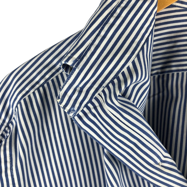 Ralph Lauren YARMOUTH Long Sleeve Button-Down Striped Shirt, Men's M Size cotton white type Vintage Second Hand