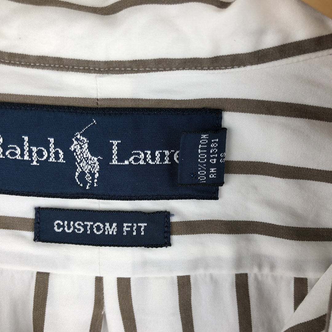 Ralph Lauren CUSTOM FIT long sleeve button down check shirt men's XL size cotton white type Vintage Second Hand