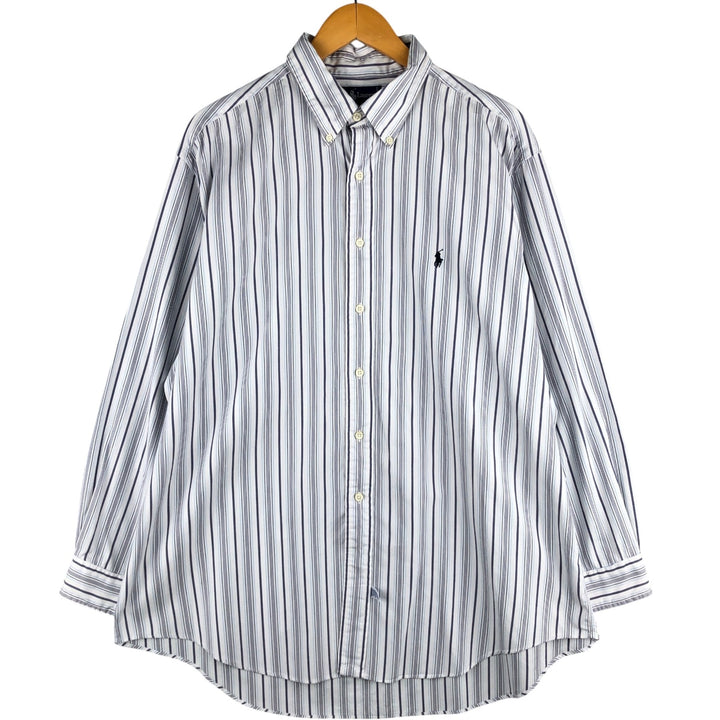 Ralph Lauren YARMOUTH Multi-stripe Long Sleeve Button-down Striped Shirt Men's XL cotton white type Vintage Second Hand