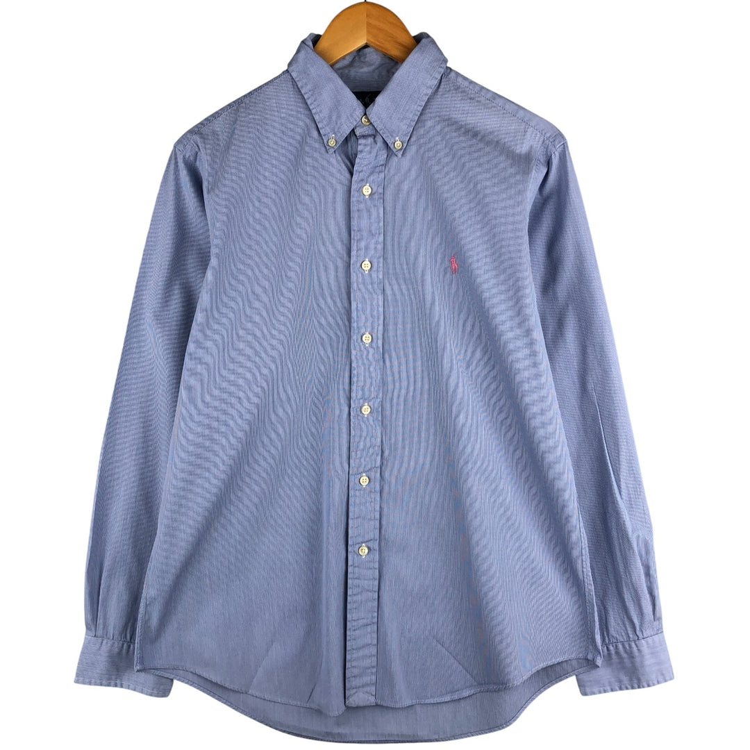 Ralph Lauren CUSTOM FIT long sleeve button down striped shirt men's size L cotton Blue type light blue Vintage Second Hand