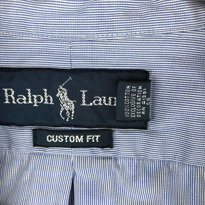 Ralph Lauren CUSTOM FIT long sleeve button down striped shirt men's size L cotton Blue type light blue Vintage Second Hand