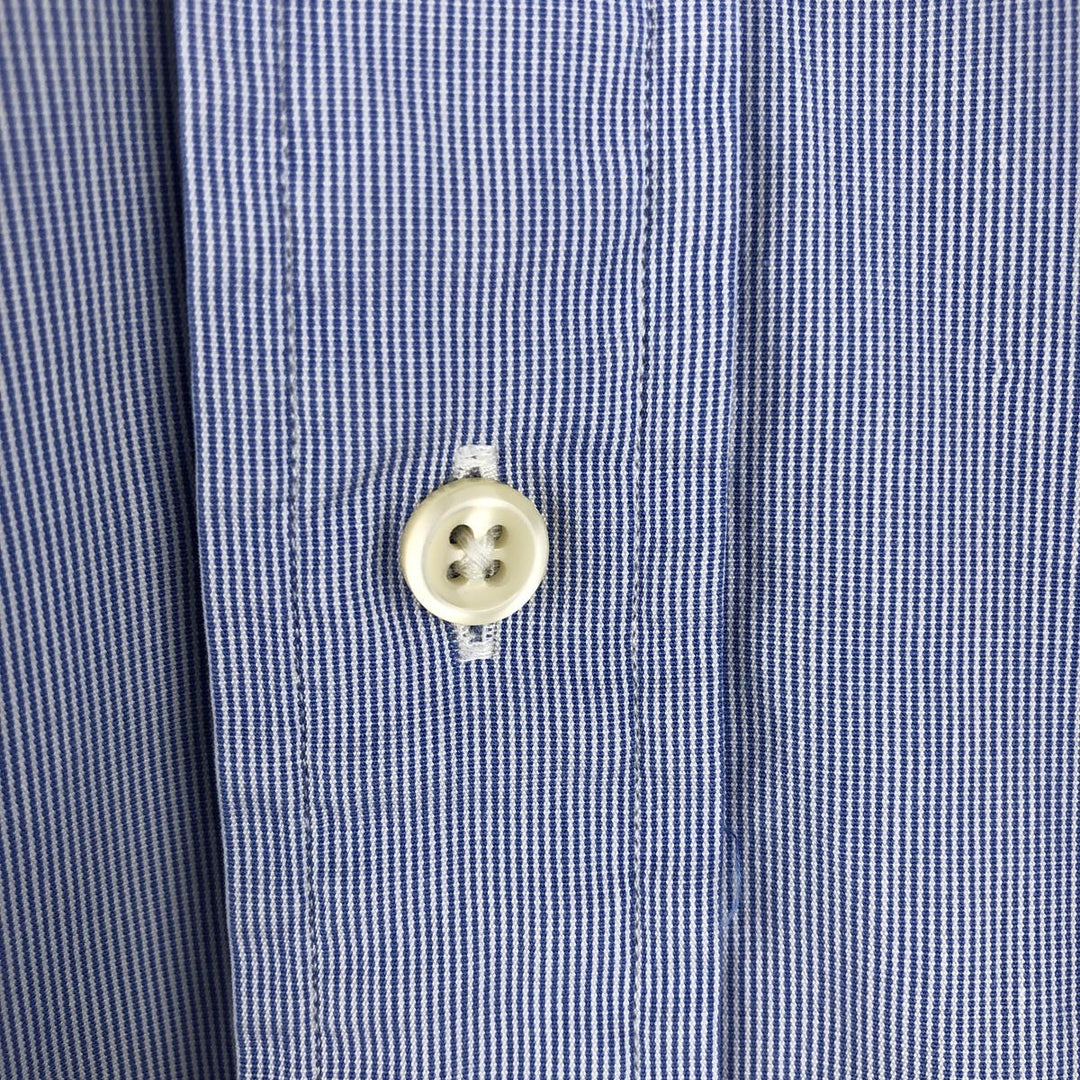 Ralph Lauren CUSTOM FIT long sleeve button down striped shirt men's size L cotton Blue type light blue Vintage Second Hand