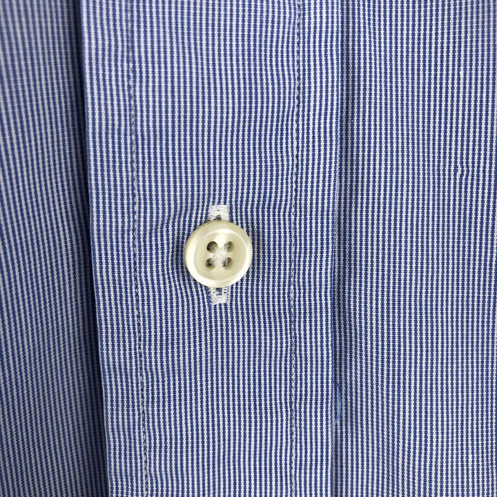 Ralph Lauren CUSTOM FIT long sleeve button down striped shirt men's size L cotton Blue type light blue Vintage Second Hand