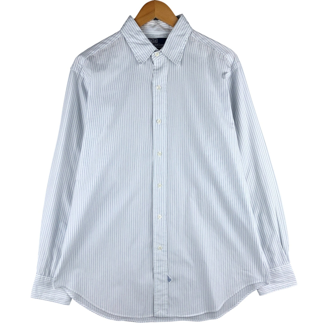 Ralph Lauren POLO by Ralph Lauren Long Sleeve Striped Shirt Men's Size L cotton white type Vintage Second Hand