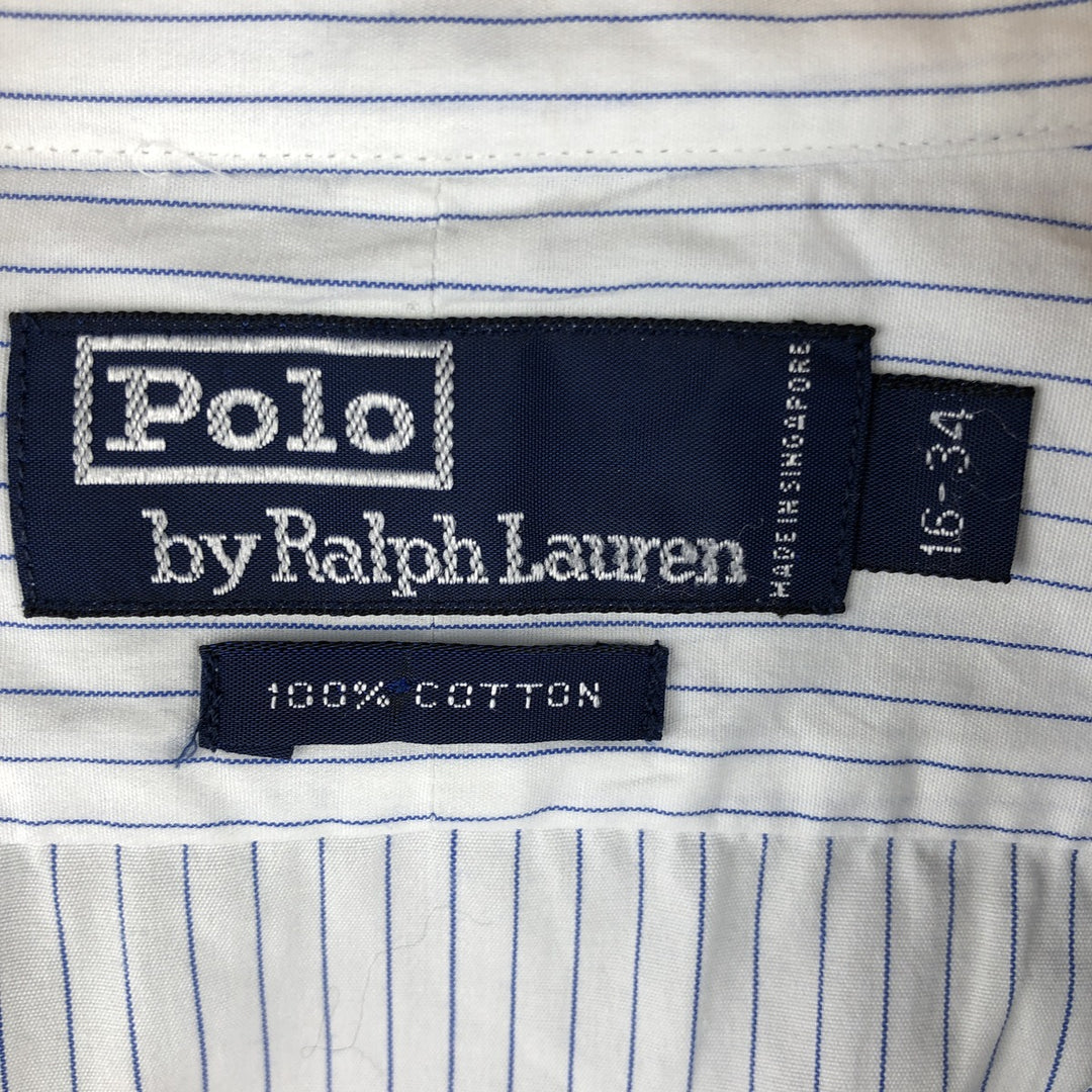 Ralph Lauren POLO by Ralph Lauren Long Sleeve Striped Shirt Men's Size L cotton white type Vintage Second Hand