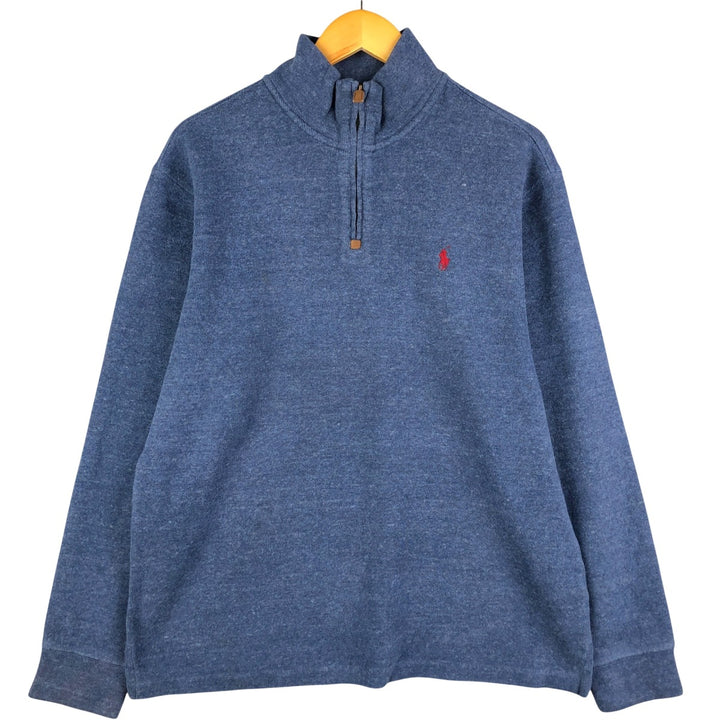 Ralph Lauren POLO RALPH LAUREN Half-zip sweatshirt, sweatshirt, men's size L cotton navy blue type Vintage Second Hand