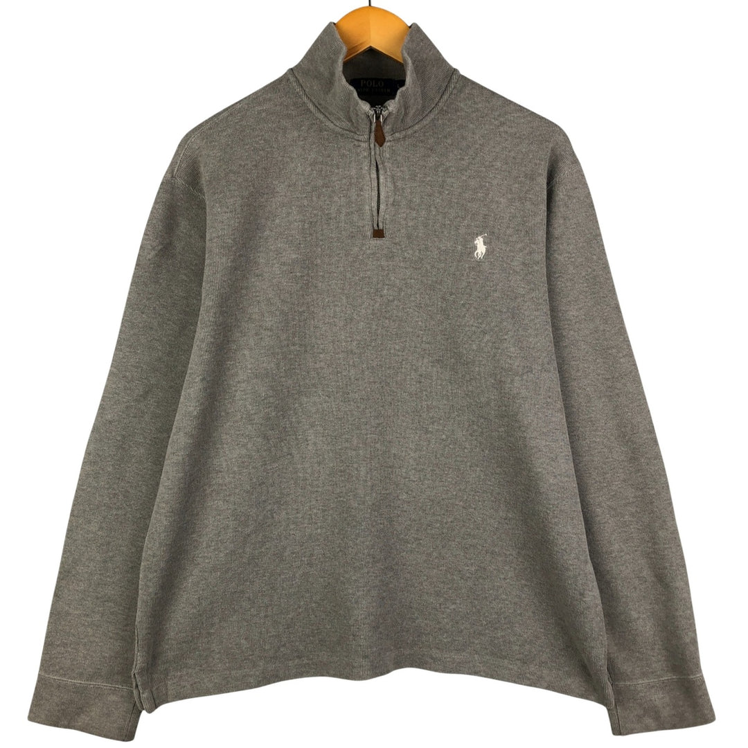 Vintage Ralph Lauren POLO RALPH LAUREN half-zip sweatshirt, size L, men's. cotton gray type Vintage Second Hand