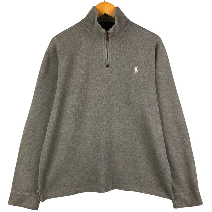 Vintage Ralph Lauren POLO RALPH LAUREN half-zip sweatshirt, size L, men's. cotton gray type Vintage Second Hand
